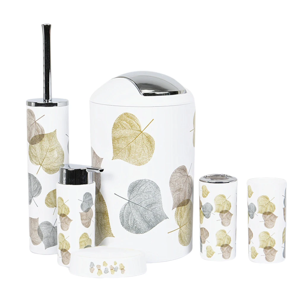 

Set of 6pcs Bathroom Accessories Toothbrush Holder Soap Dish Trash Can