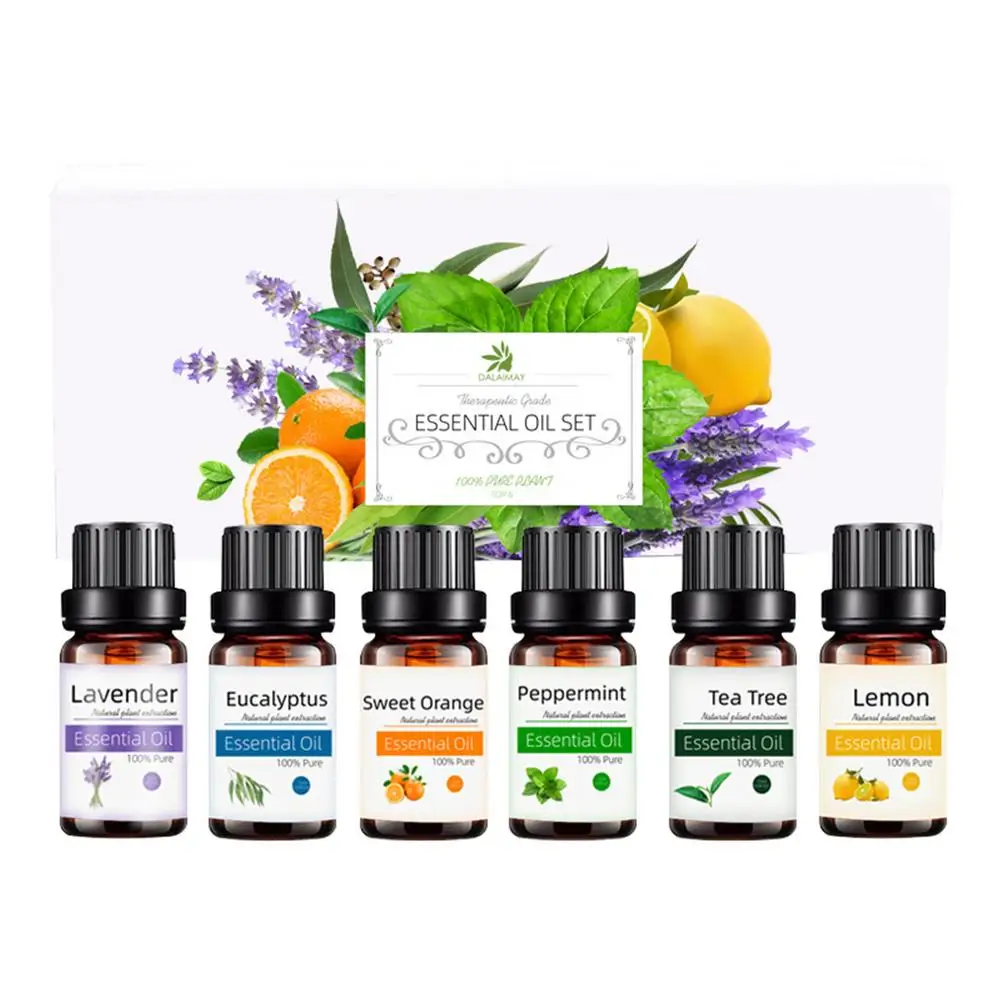 

6pcs Lavender Essential Oil Set Pure Natural 10ML Pure Essential Oils Aromatherapy Diffusers Oil Healthy Calming Air Fresh Care