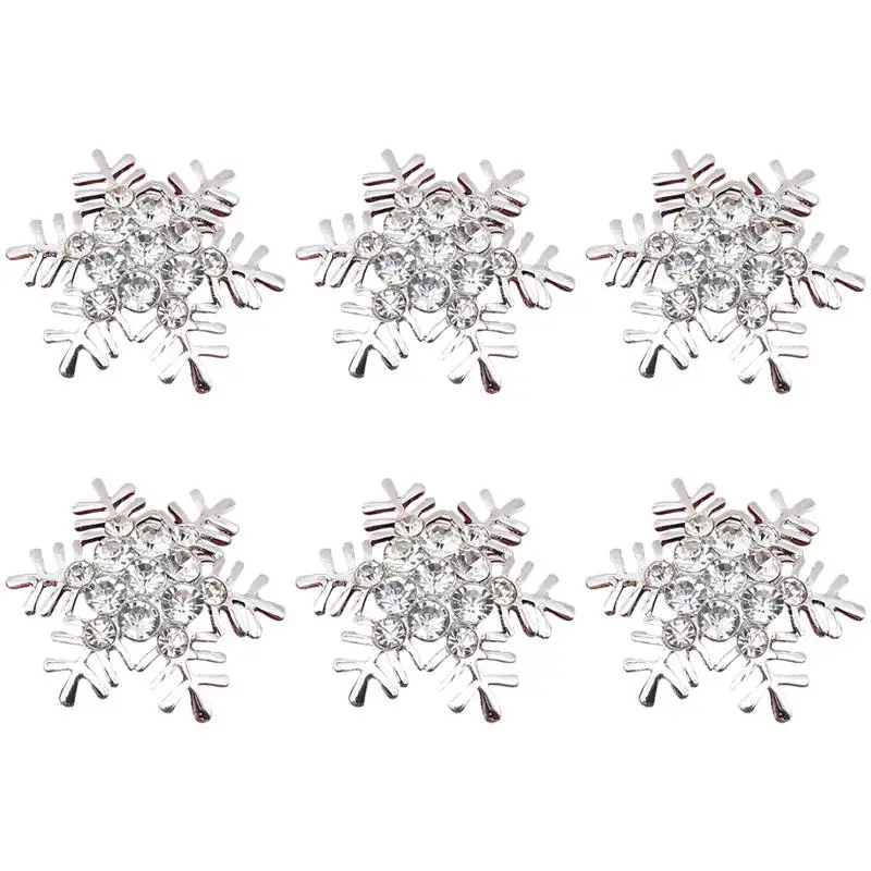 

1 Набор/6 шт., застежки для салфеток в форме снежинки, рождественские кольца Стразы для салфеток