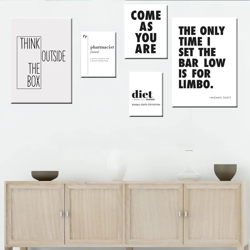 

Wall Art Canvas Painting Dorm Decor Black White Minimalist Print Inspirational Quotes Poster Home Decoration