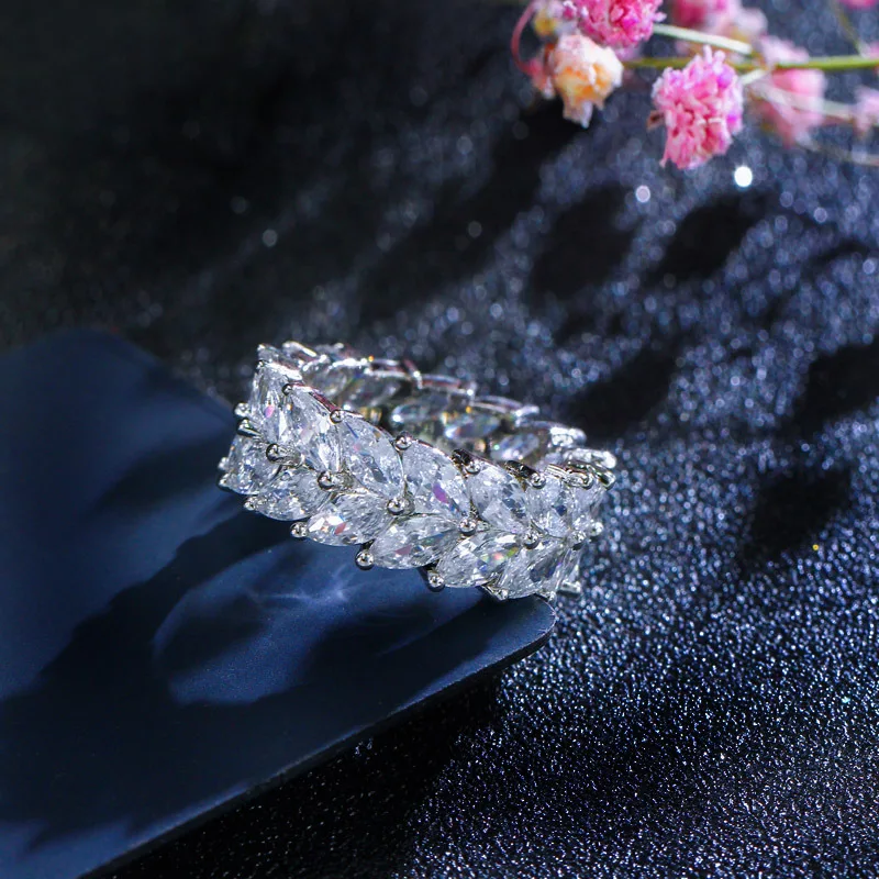 

Korean ring inlaid with zircon ring 3A zircon fashion elegant temperament goddess Ring Jewelry