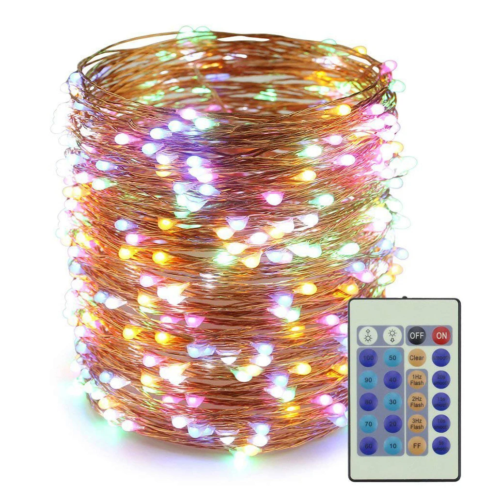 RGB СВЕТОДИОДНЫЕ гирлянды 10 м 20 м 30 м 50 м 100 м сказочная Гирлянда Свет Открытый Рождественский Декор Водонепроницаемые огни Звездное освещение с адаптером - Испускаемый цвет: RGB