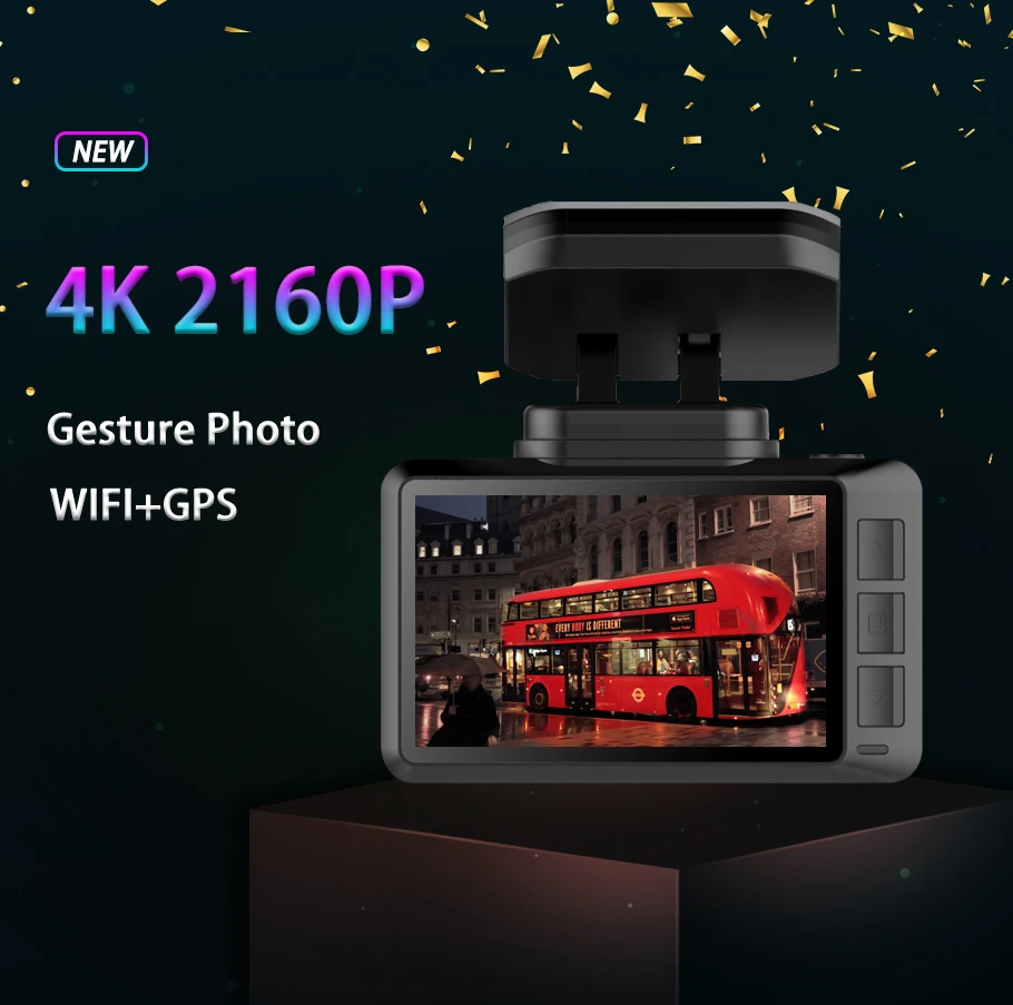 Conkim 4K Автомобильный видеорегистратор DVR 2160P Smart Mini IPS Wifi GPS фото жеста 24 часовой