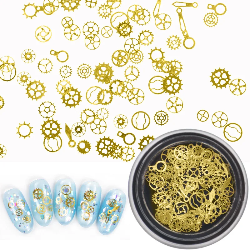 

1 Box New DIY Time Gear Steampunk Style Machinery Nail Decorations Alloy Patch