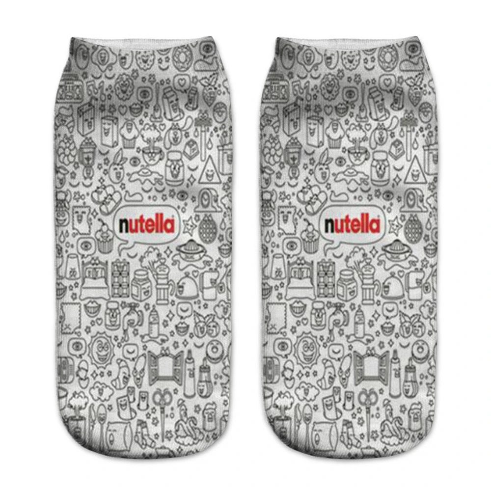 Женские Забавные милые носки с 3d принтом, белые носки с изображением nutella, носки унисекс с рисунком кота, единорога, рождественский подарок, носки, Прямая поставка