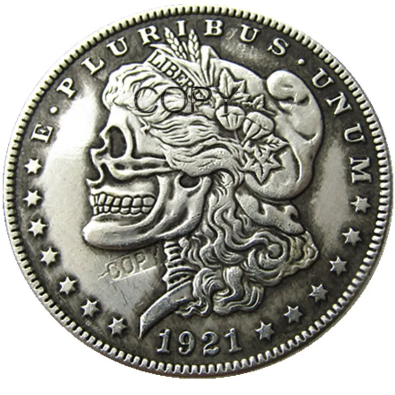 US Hobo 1921S-D Morgan Dollar Череп Зомби Скелет ручная работа Посеребренная копия монет | Дом