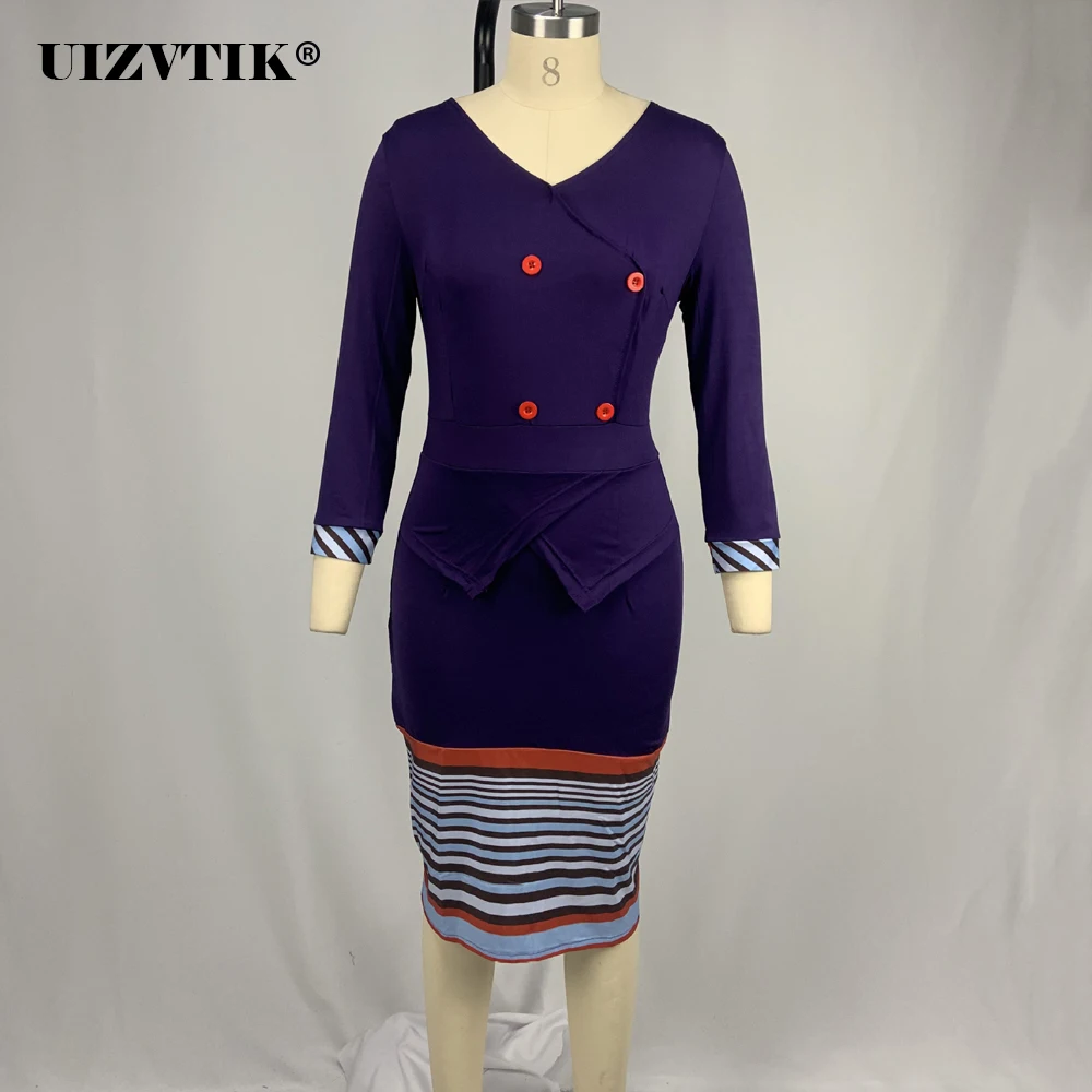 

Striped Long Sleeve Dress Women 2021 Summer Office Bodycon Dress Sexy Long Party vestido de mujer Casual Slim Plus Size Clothing