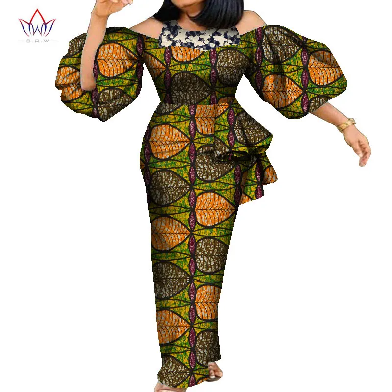 Summer Clothes Woman 2020 ladies Plus Size African Bazine For Women European Clothing Dashiki 5xl Ankle Length long Dress WY8235