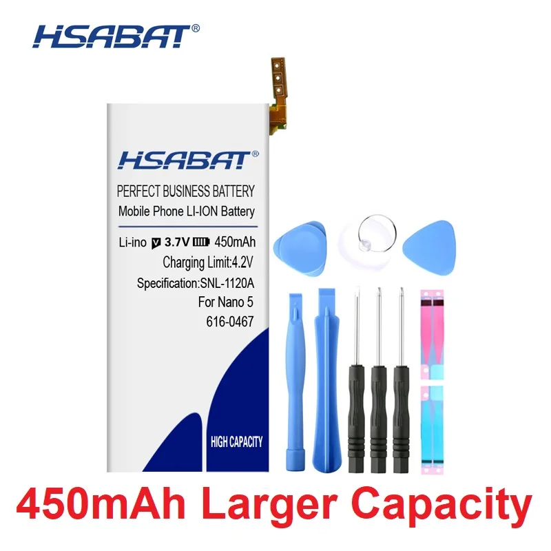 Аккумулятор HSABAT 0 Cycle 450mAh для iPod Nano 5 5th Gen высококачественный запасной аккумулятор для мобильного телефона