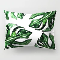 green leaves cushion cover rectangle tropical plants pattern polyester pillowcase decorative for sofa car bed home decor 30x50cm