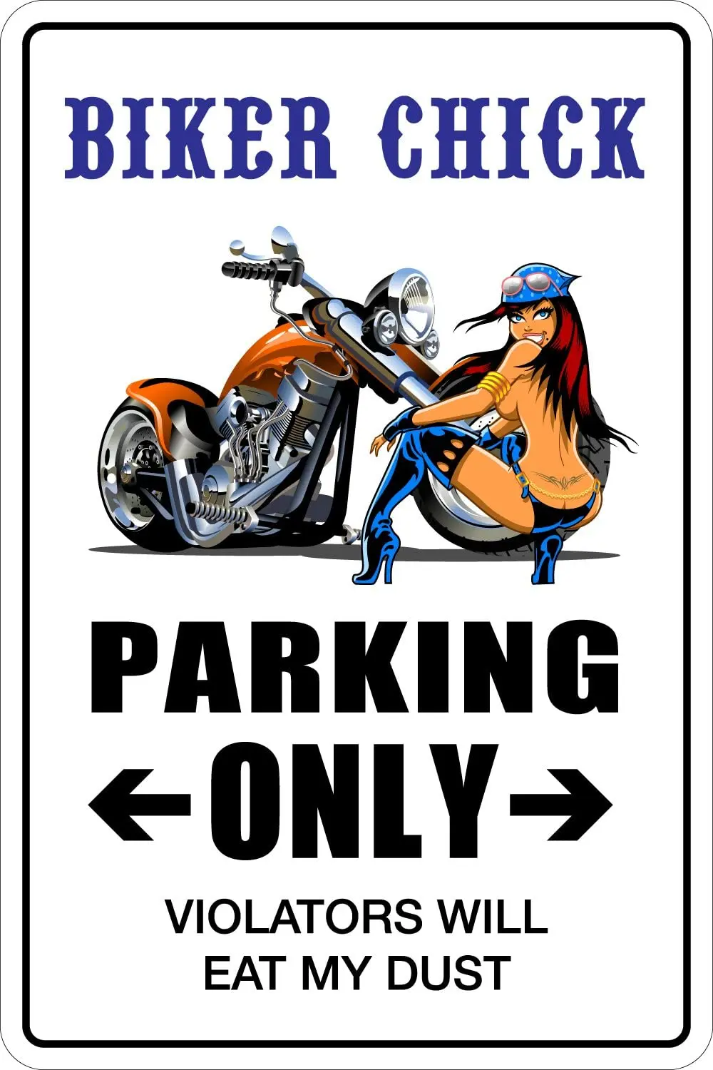 

StickerPirate Biker цыпленок парковки только 8 дюймов x 12 дюймов металлический знак Новинка алюминий NS 015