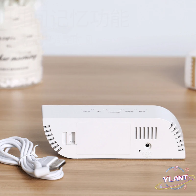 

SWT Temperature Snooze Function Alarm Clocks USB Table Desk Clock Home Decor Battery Use Digital Mirror Clock LED Night Lights