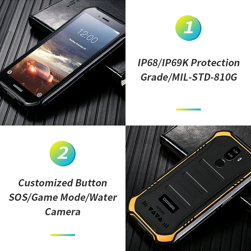 IP68 DOOGEE S40 Lite 4 ядра 2 Гб оперативной памяти 16 встроенной Android 9 0 прочный мобильный