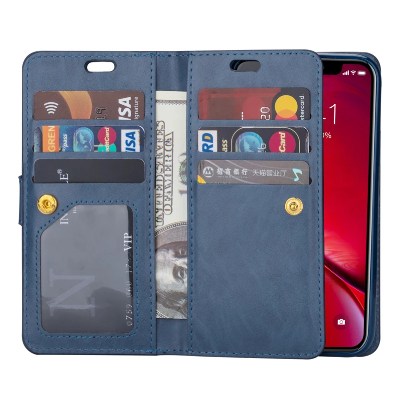 Чехол-книжка с бумажником для iPhone XS 11 Pro Max X XR, сумка из искусственной кожи, чехол на молнии с отделением для денег, карман на ремешке, чехол для мобильного телефона