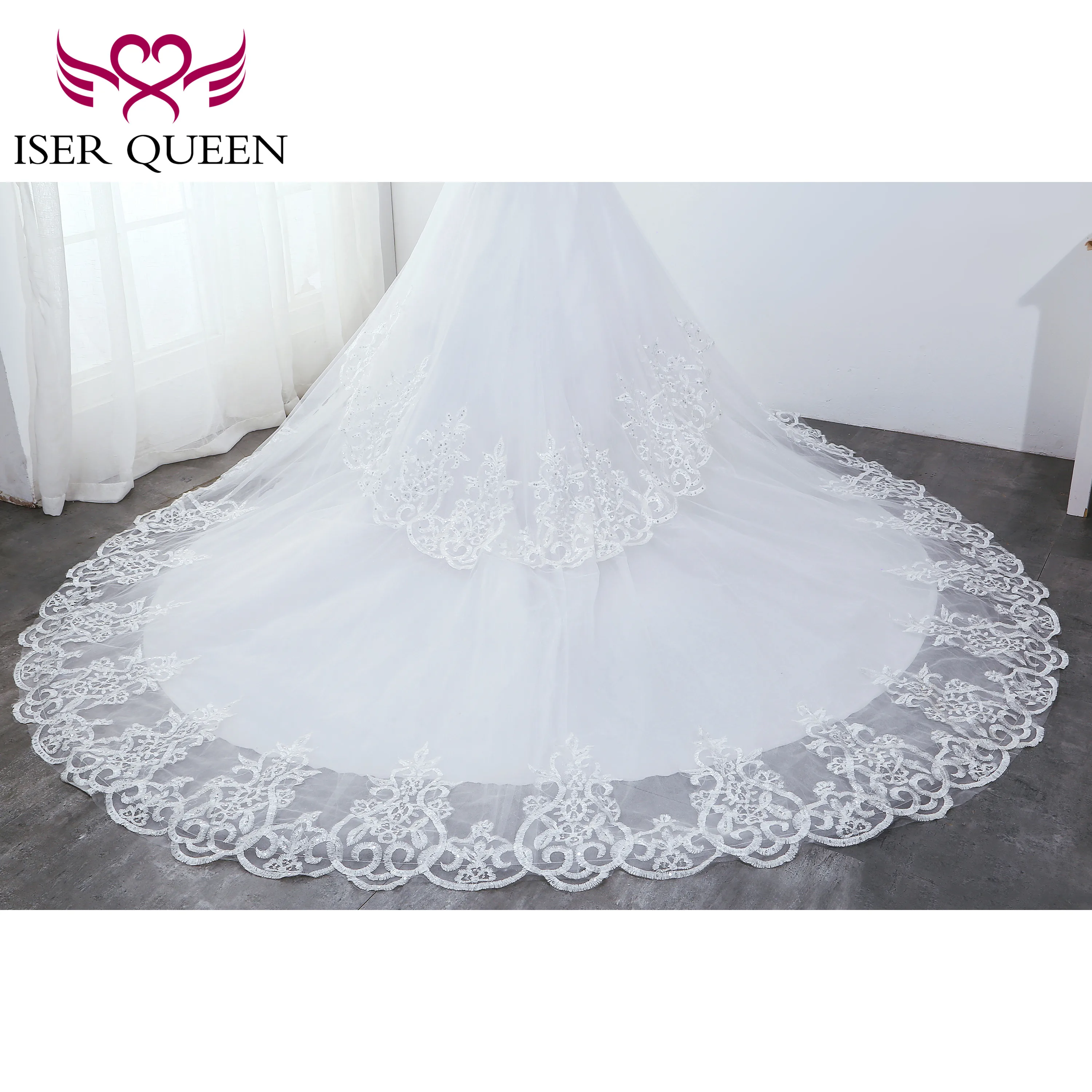 

Cap Sleeves Bright Sequined Beading Mermaid Wedding Dresses with Embroidery Lace up Elegant Pure White Wedding Gowns WX0036