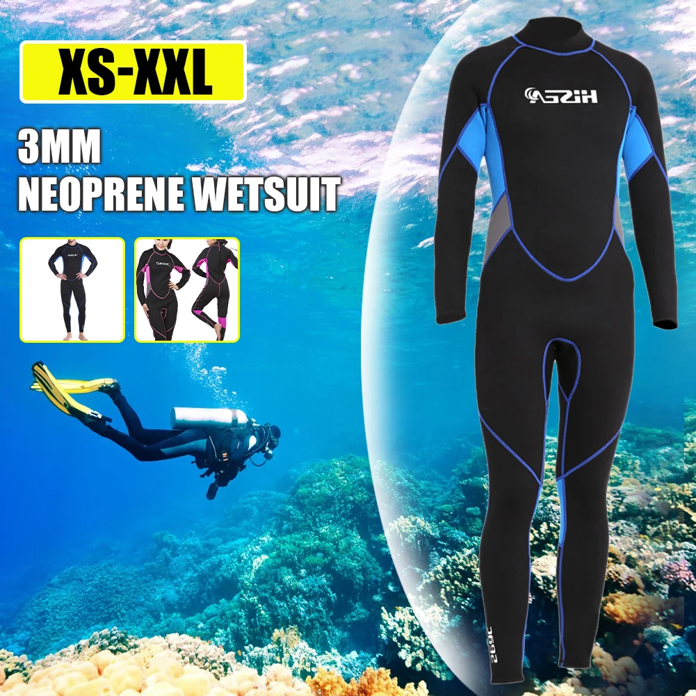

3mm Thick Neoprene Diving Suit Onepiece Couple Long-sleeved Trousers Warm Surfing Zipper Swimming Snorkeling Mother Suit Wetsuit