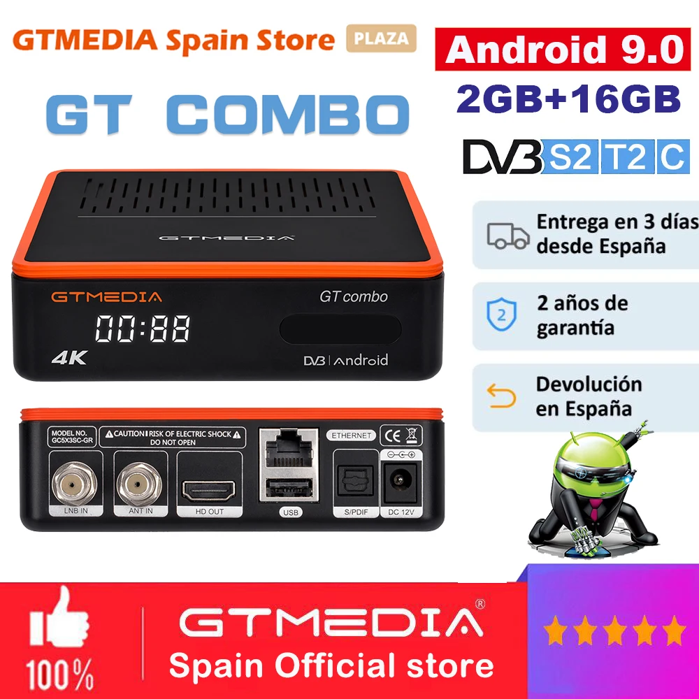 2021 Новый GTMEDIA GT Combo 4K 8k цифра спутниковый телевизионный ресивер Android 9 0 TV BOX DVB S2 T2