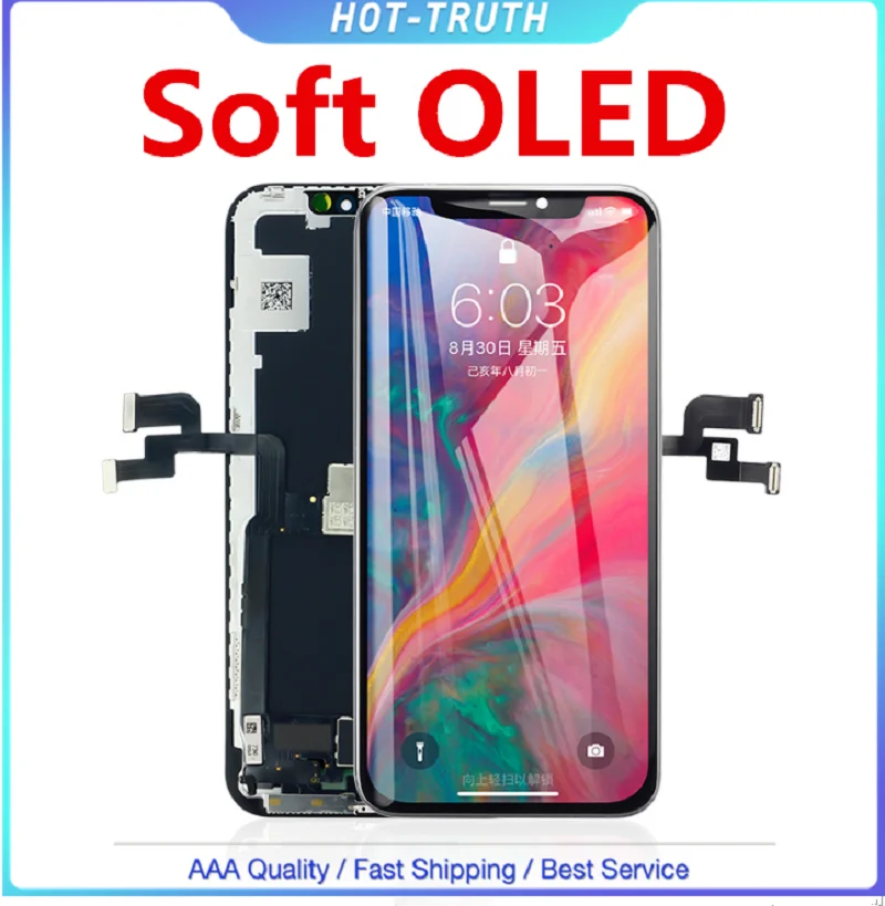 1 шт. мягкий OLED качественный ЖК-экран для iPhone X 10 Xs OLED XR Xs Max ЖК-дисплей дигитайзер сборка Replecment