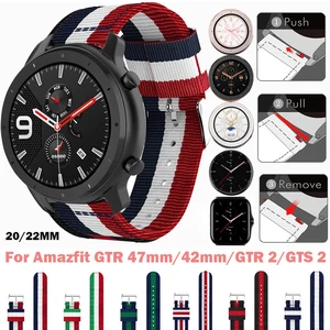 Ремешок нейлоновый для Xiaomi Huami Amazfit GTR 47 мм 42 мм, спортивный браслет для Amazfit GTR 2 GTS 2 gts BIP Stratos 3 2, браслет Correa