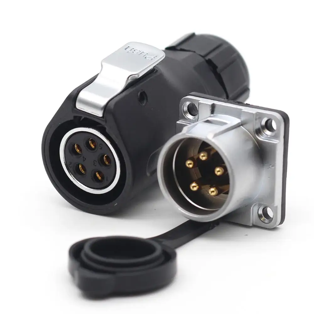 

Водонепроницаемый 5-контактный светодиодный разъем силового кабеля XHP20, IP67, высоковольтный авиационный разъем, электрическая розетка с вил...