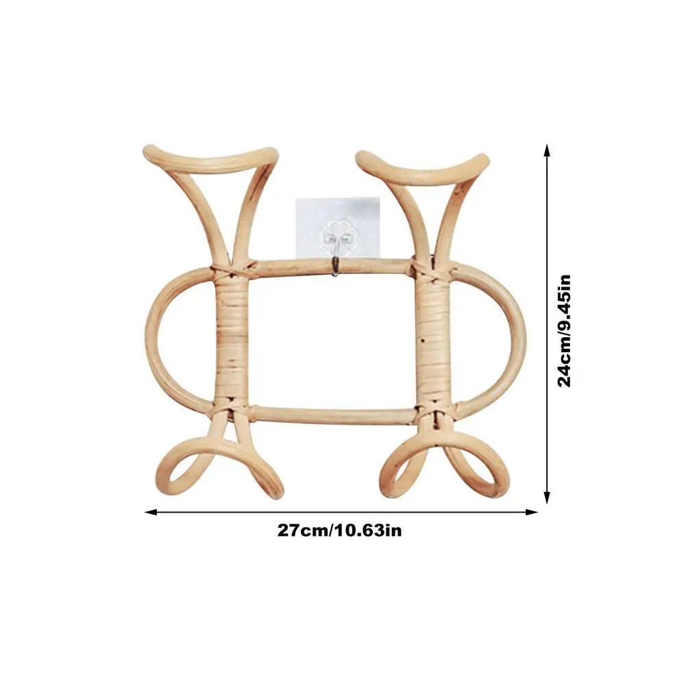 

Handmade Rattan Wall Hooks Retro Hat Coat Hanger Holder Organizer