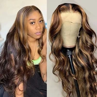 highlight wig lace front human hair wigs for women brazilian body wave frontal wig 13x4 4x4 closure wig 210 density pre plucked