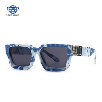 teenyoun fashion cool unique square sunglasses brand design blue and white porcelain sun glasses oculos de sol 2021 eyewear