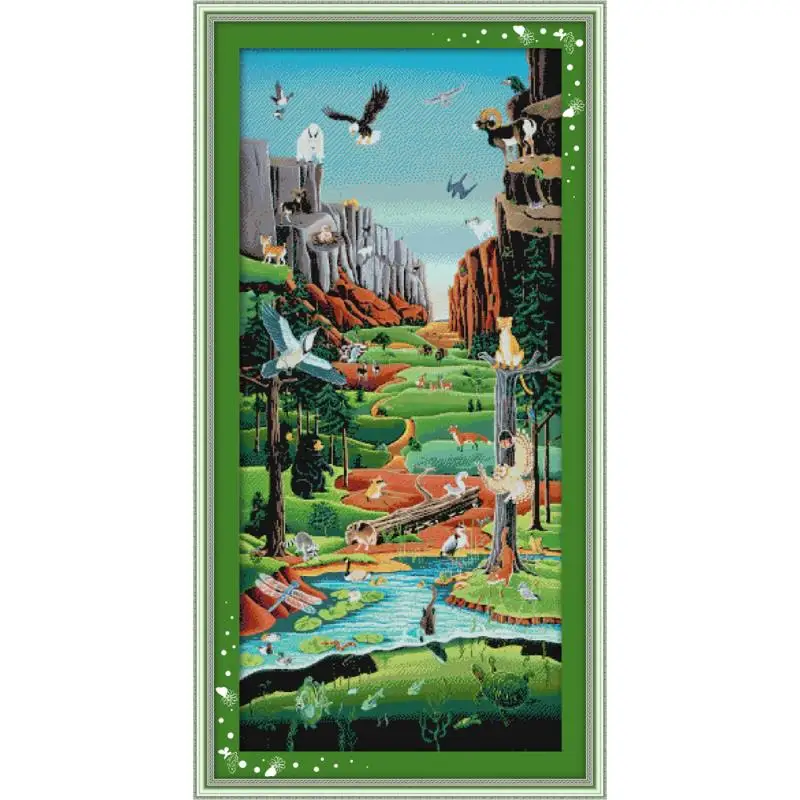 Китайское рукоделие Animal World 11CT 14CT с принтом пейзажа Набор для вышивки крестом DMC