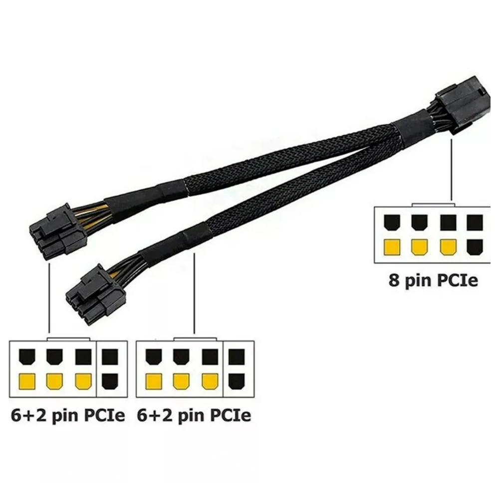 New 5pcs 20cm PCI Express Supply Power Cable PCI-E 8-pin to Dual 8-pin(6+2 pin) Splitter GPU Cables Computer Accessories | Компьютеры и