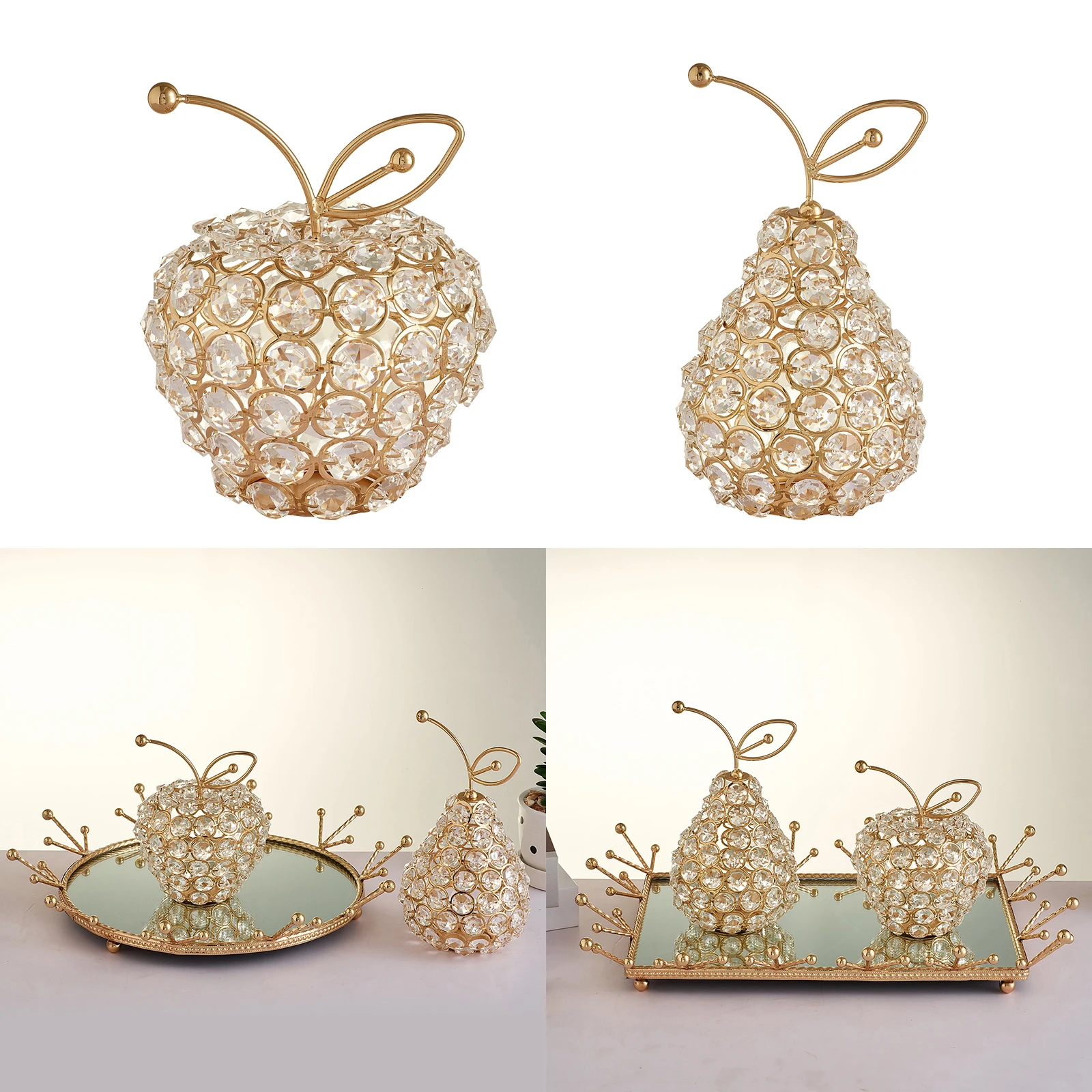 

3D граненого хрусталя яблоко со стразами груша украшение дома свадебный стол Декор подарок декоративный домашний офисный стол Art статуэтки