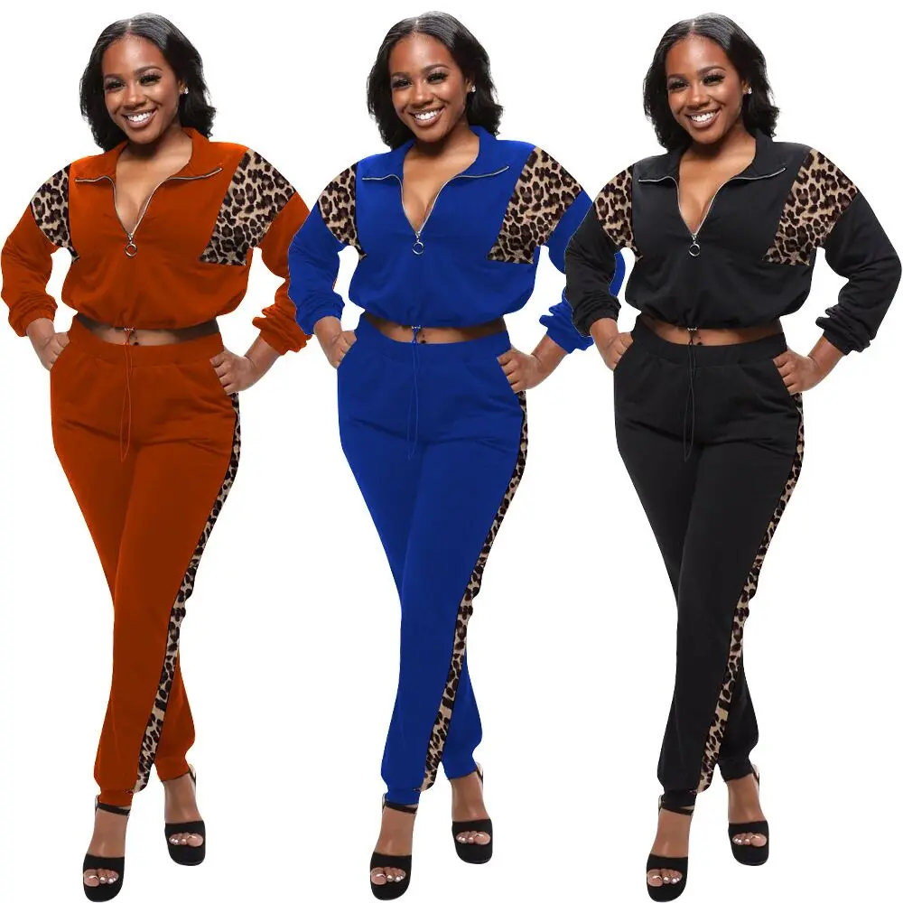 

Mn88820 европейский и американский осенне-зимний женский леопардовый принт строчки Спорт и отдых комплект из двух частей поставка в наличии и