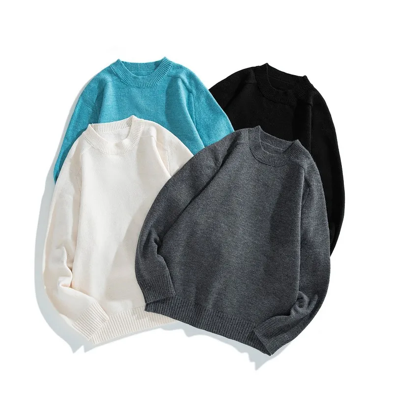 

Fall/Winter 2021 Men's Knitted Sweater Pure Color Korean Casual Pullover Loose Warm Pullover Street Fashion Street Knitwear Men