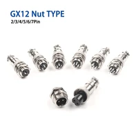 1set gx12 nut type male female 12mm 234567 pin circular aviation socket plug wire panel connector