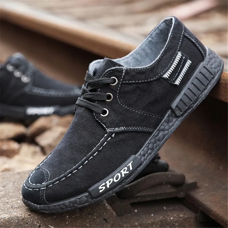 New Canvas Men Shoes Denim Lace-Up Casual 2019 Comfortable Breathable Non-Slip Male Footwear Autumn | Обувь