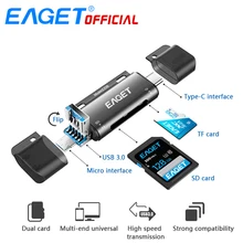 Eaget EZ08 Card Reader Type-C Micro USB USB 3.0 OTG Memory Card Reader For Smart Phone Tablet Laptop Smart TV Speaker