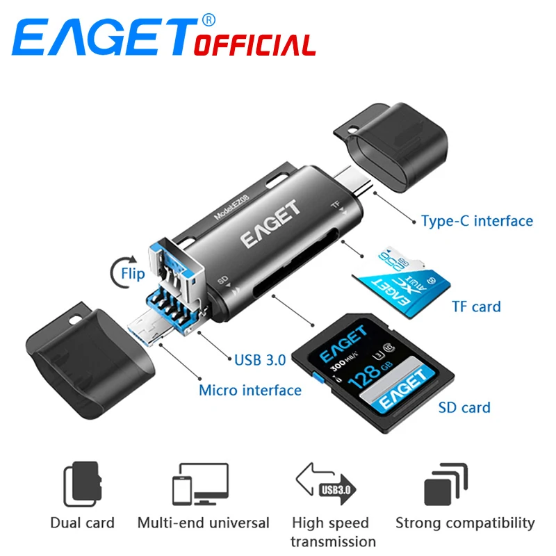 Устройство для чтения карт памяти Eaget EZ08 Type C Micro USB 3 0 OTG|Картридеры| |