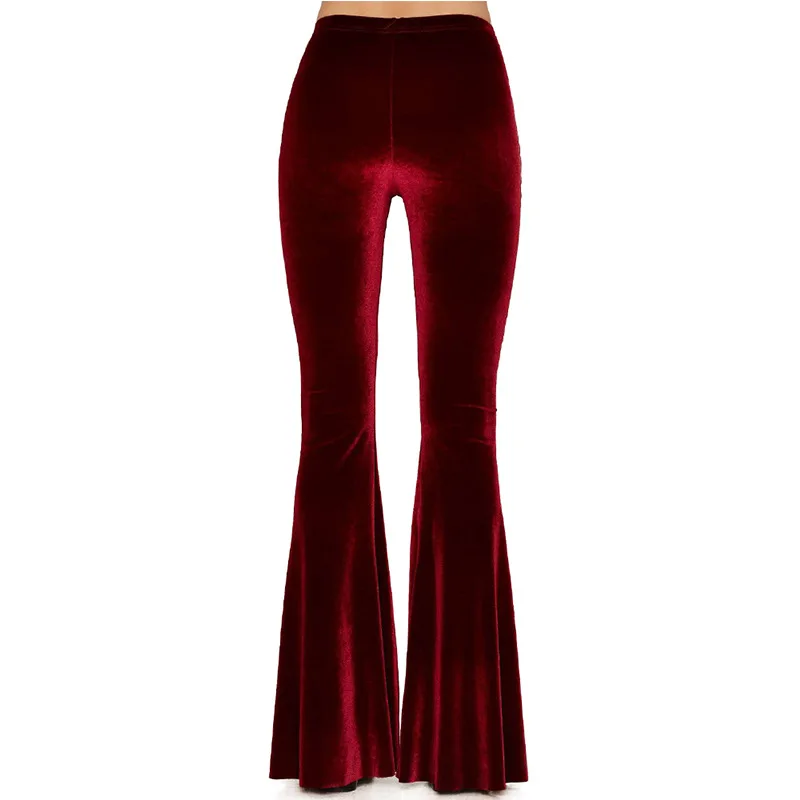 

2020 Autumn Winter Fashion Velvet Sexy Long Pant Women Slim Flare Pants Casual High Waist Bodycon Trousers Streetwear Club Pants
