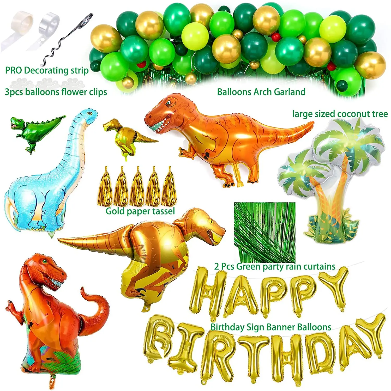 Dinosaurio decoraciones para fiesta de cumplea&ntilde;os arco de globos set de guirnaldas globos de feliz cumplea&ntilde;os cortinas para Dino de chico ducha fiesta-3