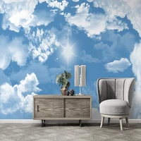 custom 3d photo wallpaper modern blue sky and white clouds scenery mural wall cloth living room theme hotel wall covering decor