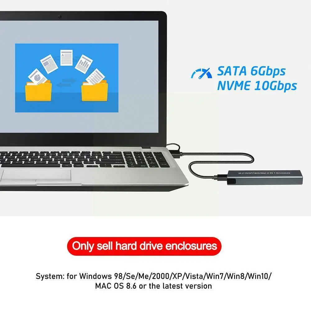 

Корпус M.2 Ssd Nvme для Nvme Ngff Sata M/b Ssd Disk Ssd, жесткий диск S M.2 на Usb Type C 3,1 с кабелем Q2g1