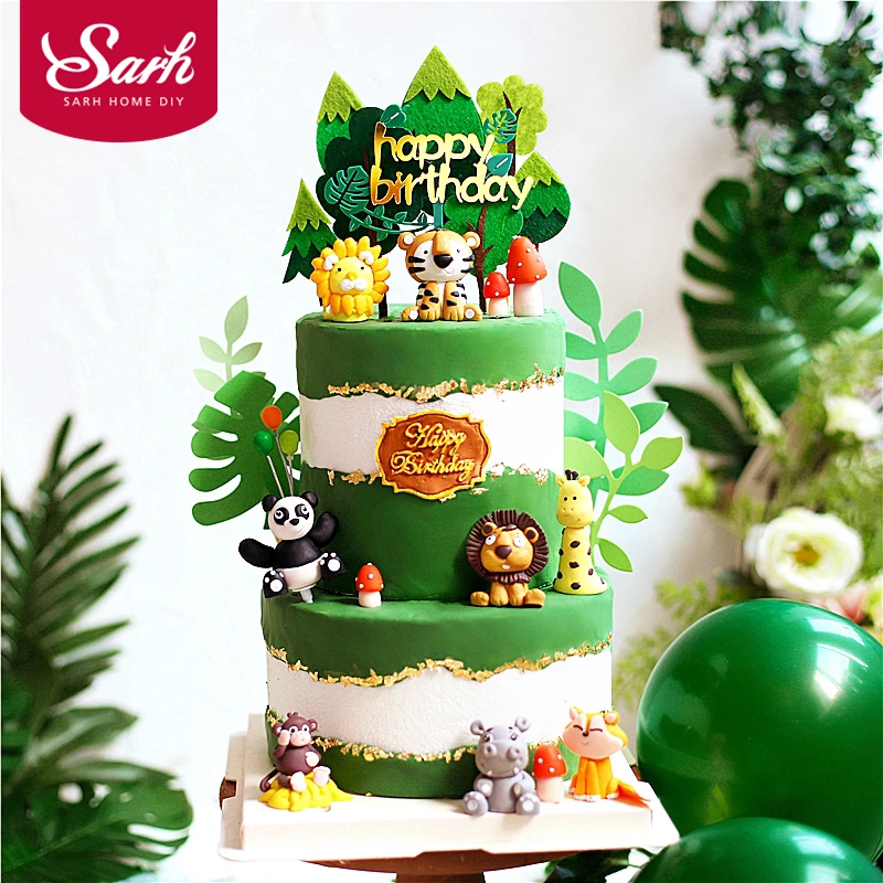 Сидя Жираф Лев лиса украшения обезьяна торт топперы для детей день партии