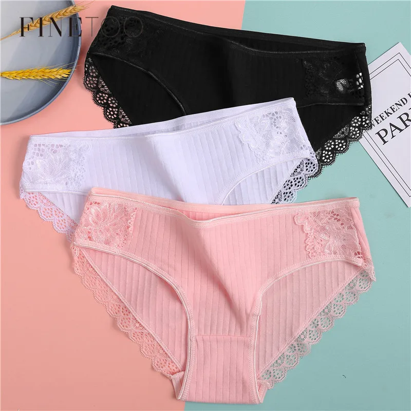 FINETOO M XL женские хлопковые трусы сексуальные кружевные низкая посадка для девочек