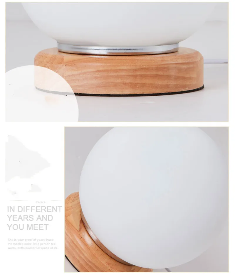 Круглая стеклянная настольная лампа светодиодная прикроватная теплый свет