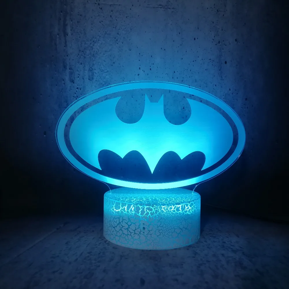 Принт Бэтмен атмосфера 3D USB светодиодный светильник рисунок красочное украшение ночник креативный домашний декор Ночная лампа лава lampara