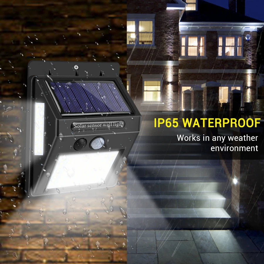 СВЕТОДИОДНЫЙ Уличный настенный светильник с датчиком движения ночник солнечный