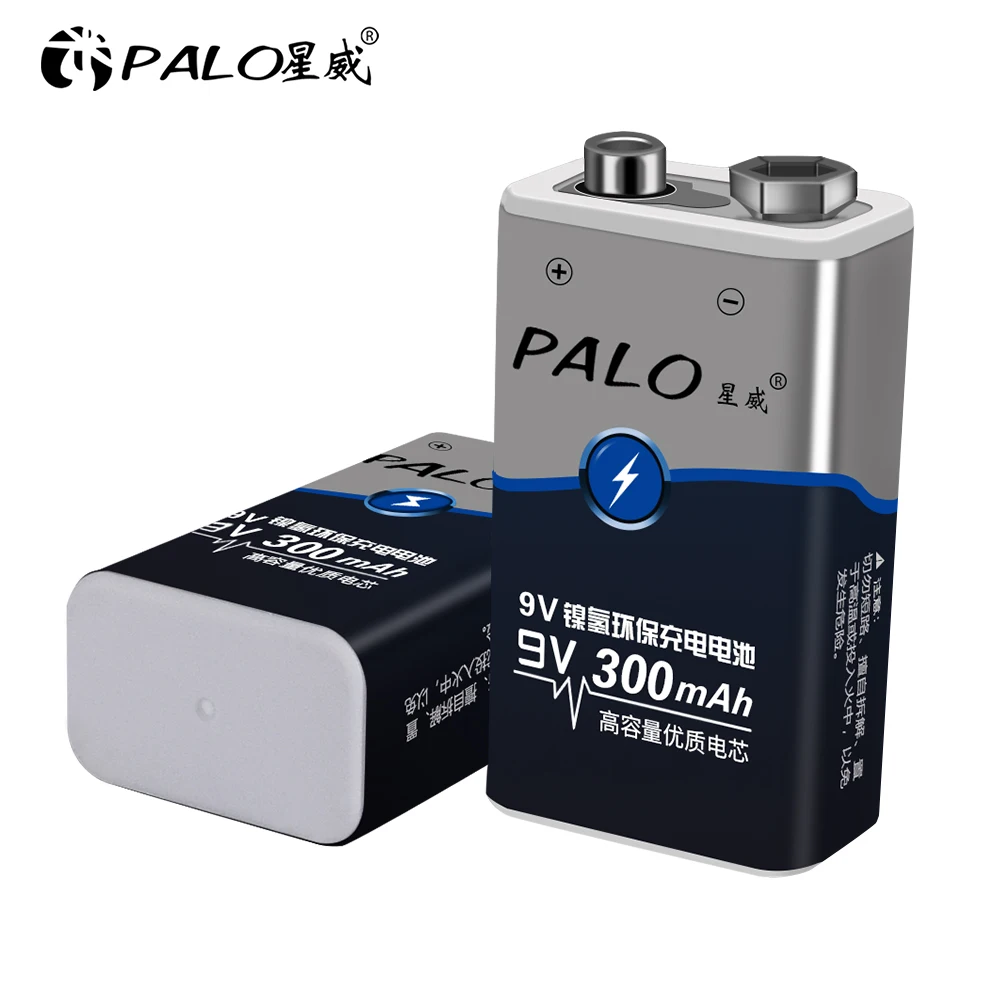 PALO 6 шт. предварительно заряженная батарея 9 В батареи 6LR61 6F22 006p Nimh 300 мАч