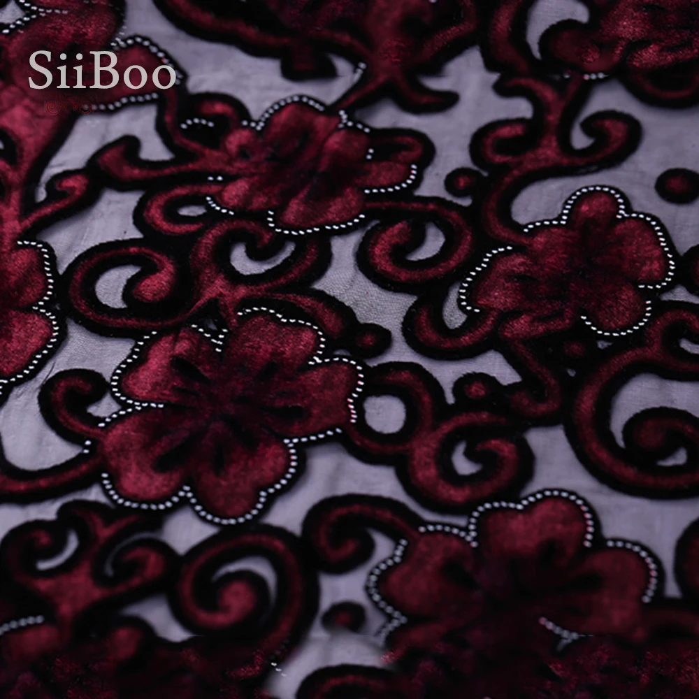 Элегантная Шелковая ткань синего красного цветов из флока и вискозы для платья