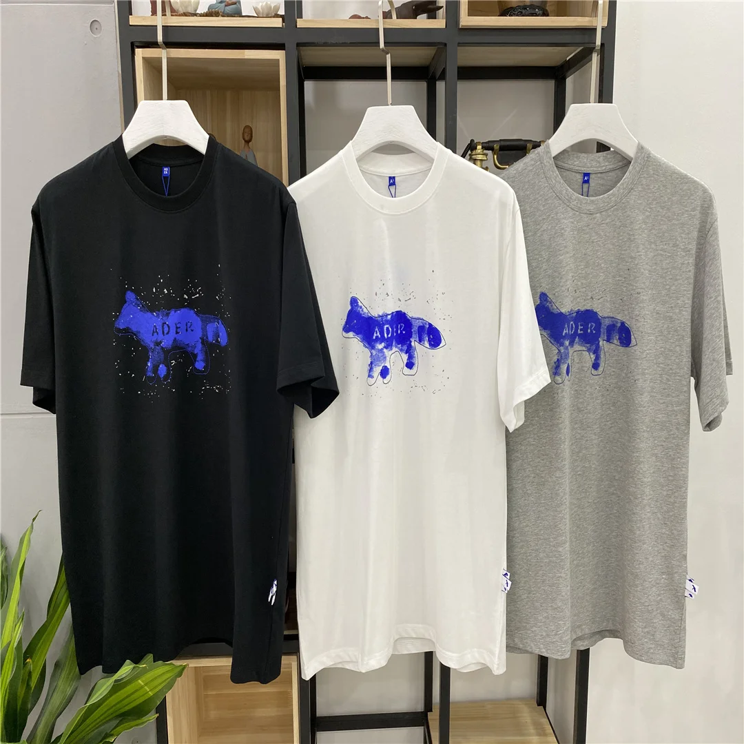 

Korea Fashion Ader T Shirt Men Women Fox Print Round-neck Sports T-shirt Artistic Sense Graffiti Loose Casual Simple T-shirt