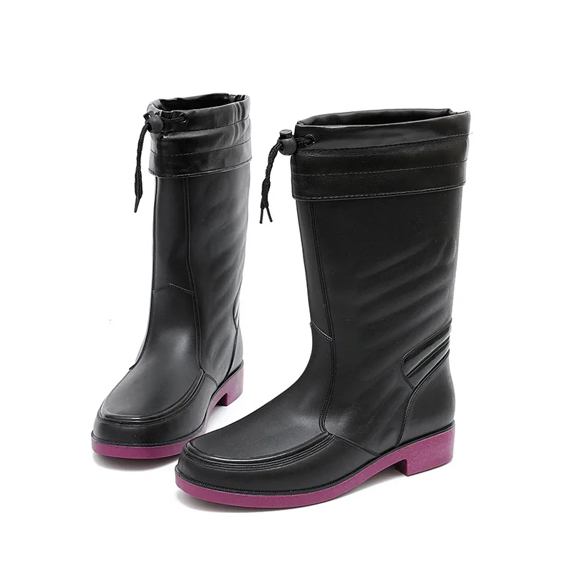 

Winter Warm Men PVC Rain Boots Fashion Non-slip Work Water Shoes Waterproof Wear-resistant Rubber Shoes Casual Light Rainboots