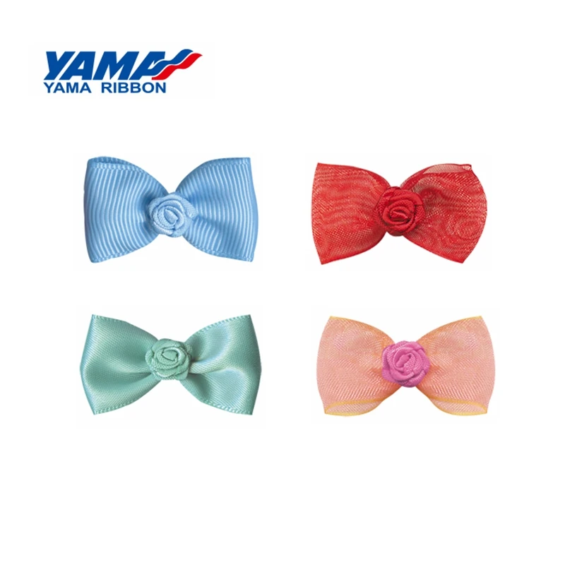 

YAMA Ribbons Bow with Rose Flower Width 40mm±3mm 200pcs/bag Ribbon for Grils Headwear DIY Accessories Wedding Decoration Crafts